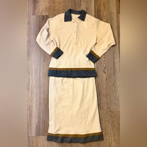 Oscar de la Renta Cream Knit coord sweater set